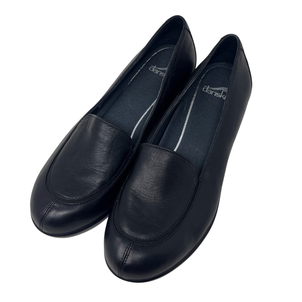 Dansko Debra Black Leather Slip‎ On Comfort Loafer Shoes US 7.5 Office Career
